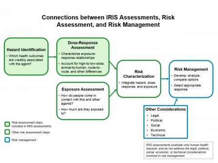 Illustration of the first 2 steps of a human health risk assessment to risk management.