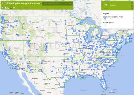 Screenshot of the UWSG Eligible Geographic Areas Mapper