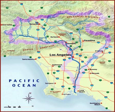 Map of the LA river basin