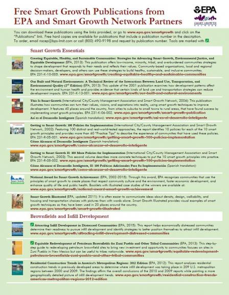 Cover of 2016 version of Free Smart Growth Publications from EPA and Smart Growth Network Partners