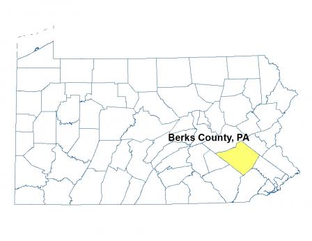A map of Pennsylvania featuring Berks County