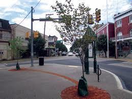 A street view of the green features in downtown Etna Pennsylvania