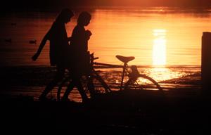 Biking in sunset