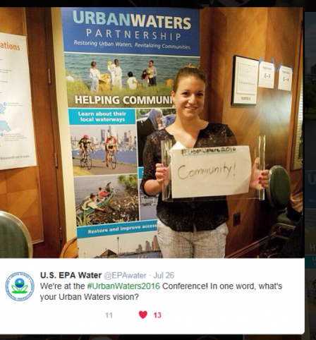 epa water tweet - one word for your urban waters vision,community