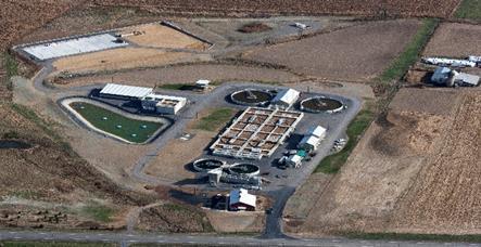 An aerial view of the Moorefield regional wastewater treatement plant. 