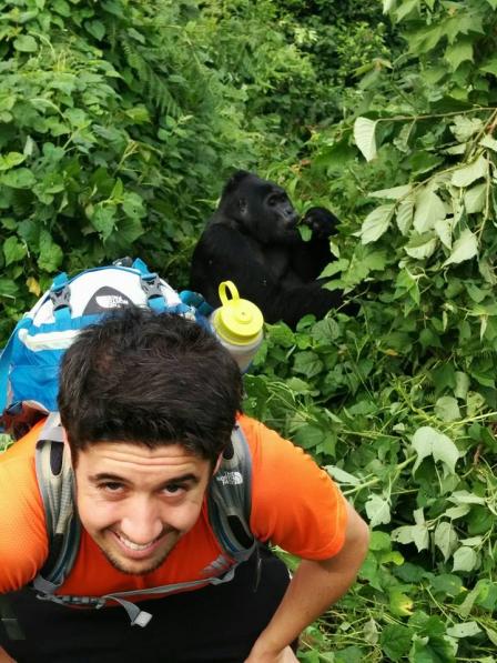 Jason Bernagros with a gorilla