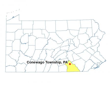 Map highlighting the location of Conewago Township, Pennsylvania