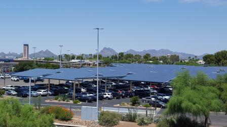 Solar panels in the TIAA parking lot