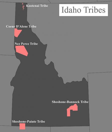 Map of tribal reservations in Idaho.