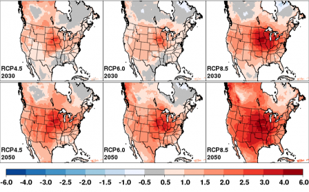 Maps showing downscaled Weather Research and Forecasting examples