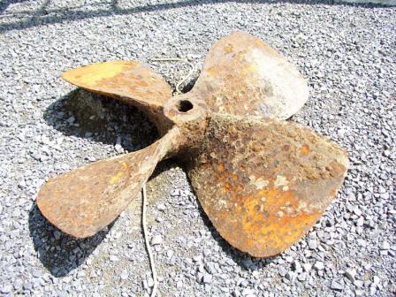 This picture shows a propeller which is from a late-18th or early-19th century boat submerged in the eastern channel of Rogers Island. Archaeologists found at least 10 sunken vessels during the first phase of the project.