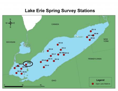 Brachionus leydigii found at the one circled Lake Erie Survey Station