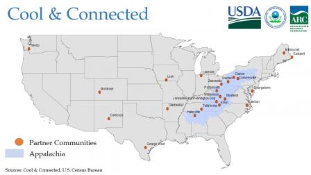 Cool and Connected partner communities shown on a map