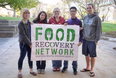 Five Drake students holding a Food Recovery Network sign