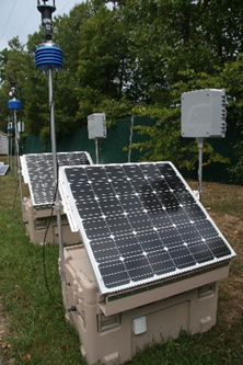 Solar-Powered Air Monitors. Portable and low-cost monitors (P-pods) measure continuous fine particle pollution (PM2.5), black carbon, a component of PM2.5, wind speed and direction, temperature, relative humidity, and barometric pressure.