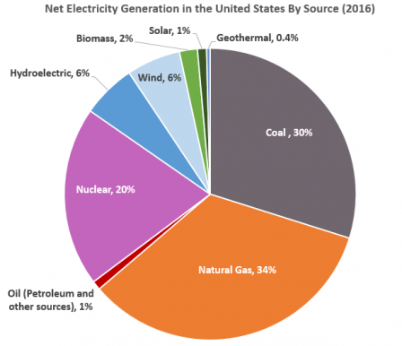 Net Electricity Generation in the United States by Source (2016)