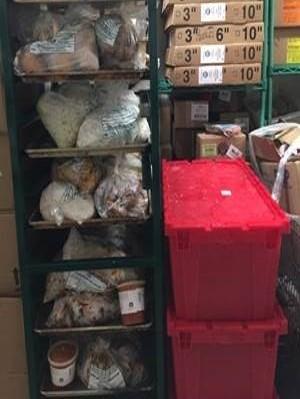 This is a picture of a cart of food donations.