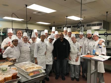This is a picture of the kitchen staff at Johnson and Wales University