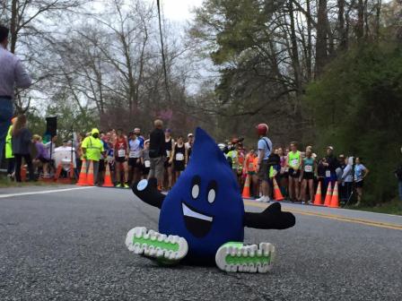 WaterSense mascot at the Water Drop Dash 5k and Water Festival.