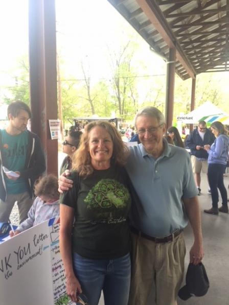 EPA's Kelly Witter with Durham Mayor Steve Schewel.