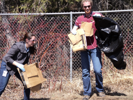 MED staff pick up trash