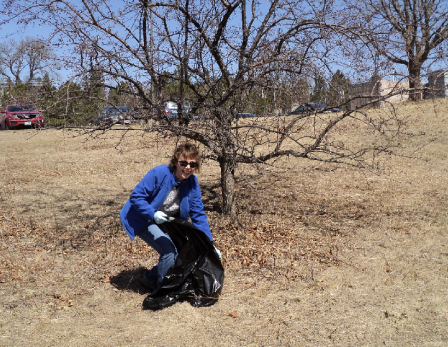 EPA staff picks up trash outside