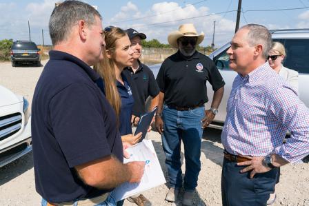 Administrator Pruitt tours the San Jacinto River Superfund Site with Scott Jones of the Galveston Bay Foundation and Jackie Young of the Texas Health and Environment Coalition.