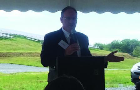 Former EPA Region 1 Administrator Curt Spaulding speaking at the Region 1 Excellence in Site Reuse Award ceremony for the Iron Horse Park Superfund site.