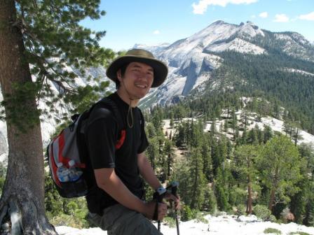 John Lin hiking in Yosemite National Park