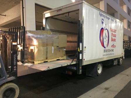 This is a picture of a donation truck being loaded.
