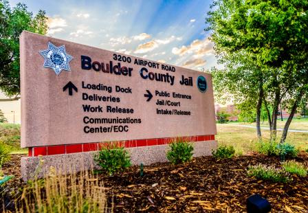 This is a picture of the sign outside the Boulder County Jail