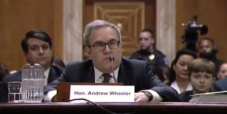 Wheeler sitting behind desk, testifying.