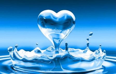 Water droplet in the shape of a heart graphic.