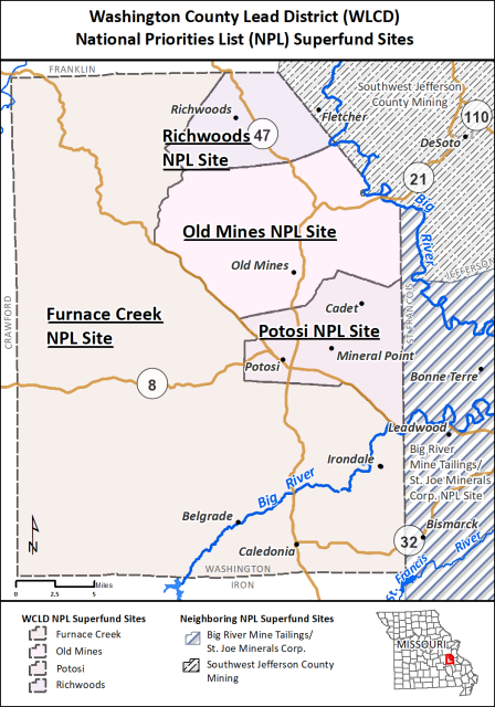 image of Washington County sites map March 2019