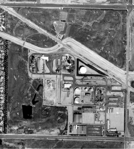 1977 aerial view of former plant