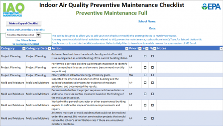 image of the IAQ Preventive Maintenance Ckecklist