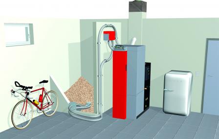 Indoor Hydronic Heater located in a garage