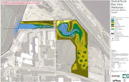 Map of the design plan for the Grand Trunk Wetland restoration .