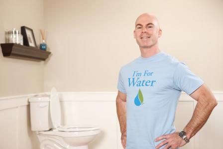 Man wearing a "I'm for water" shirt.