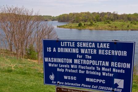 Sign at Little Seneca Lake showing it is a drinking water reservoir.