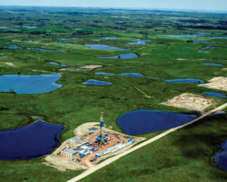 Aerial photograph of hydraulic fracturing well sites near Williston, North Dakota. Image ©J Henry Fair / Flights provided by LightHawk 