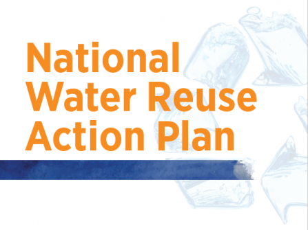 logo for the water reuse action plan with a recycle symbol