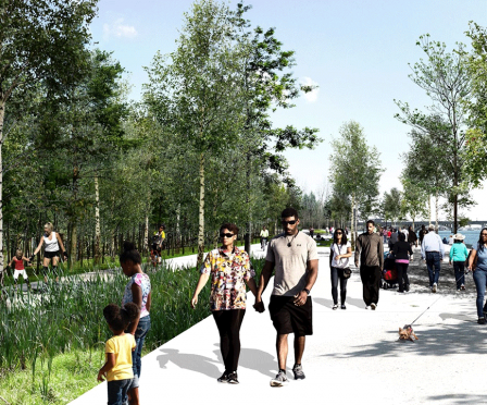 Drawing of The Future of the Detroit Riverwalk