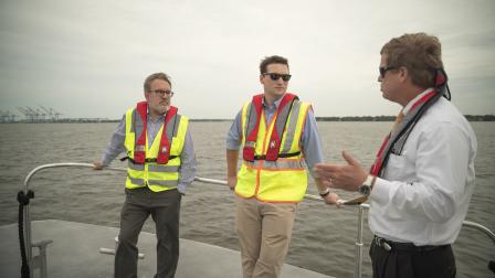 Administrator Wheeler participates in a boat tour where he observed the Southern Coal Terminal, Hampton Road Wastewater facility, and Army Corps Drudging for Future Marine Terminal