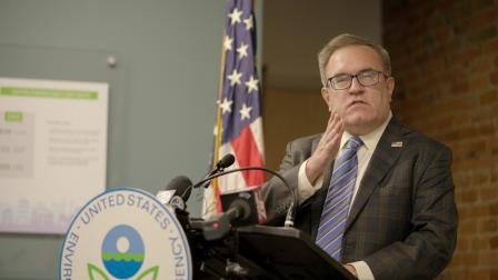 Administrator Wheeler announcing $5.6 million grant to remove lead service lines in Benton Harbor, Michigan.