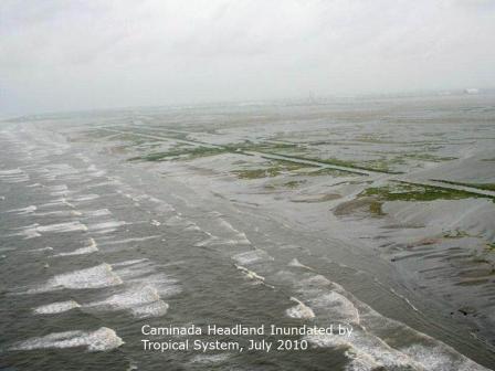 Caminada Headland inundated by tropical system, July 2010