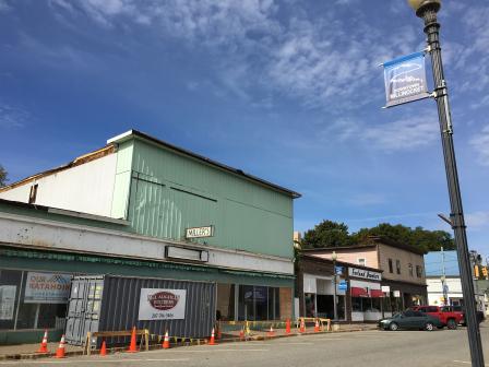 Building being renovated on Millinocket, Maine's main street