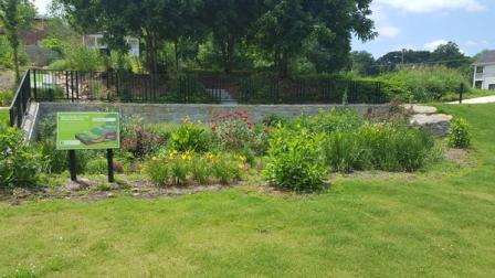 Rain garden at Vine City Park in Atlanta, Georgia. EPA worked with the Procter Creek community in Atlanta to create the Proctor Creek Story Map. 