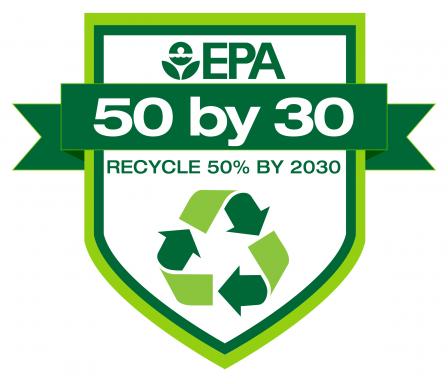 Graphic that says 50 percent recycling rate by 2030
