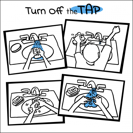 Illustration of turning off the faucet.
